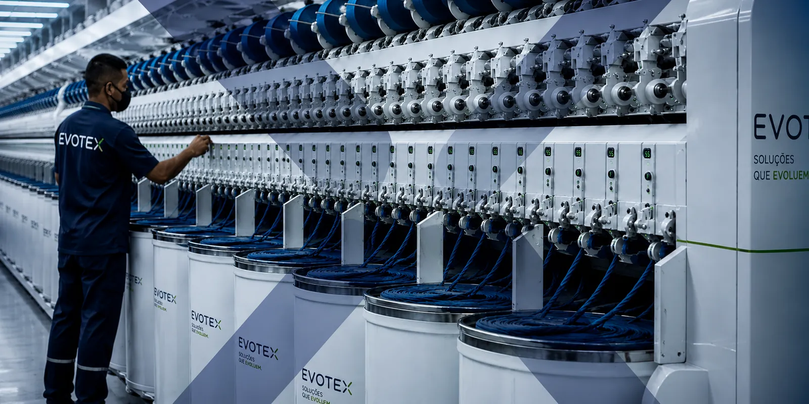 Linha de produção de fiação têxtil da EVOTEX